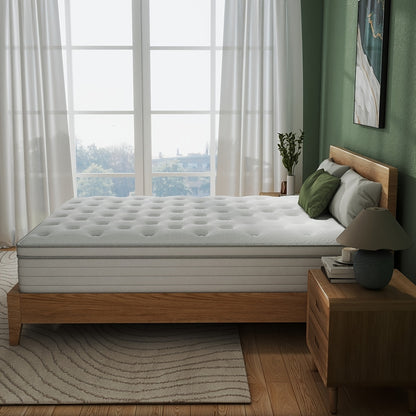 10/12/14 Inch Multilayer Hybrid Full Mattress Queen | Ergonomic Design With Memory Foam And Pocket Spring, Medium Firm Feel, Fire-Resistant, Polyester Cover, Knitted Construction