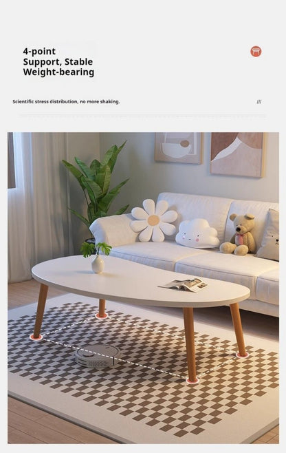 Minimalist Solid Wood Coffee Table Natural Wood Grain Tea Table for Living Room & Small Apartments – Modern Versatile Center Table Home Decor Gift, White