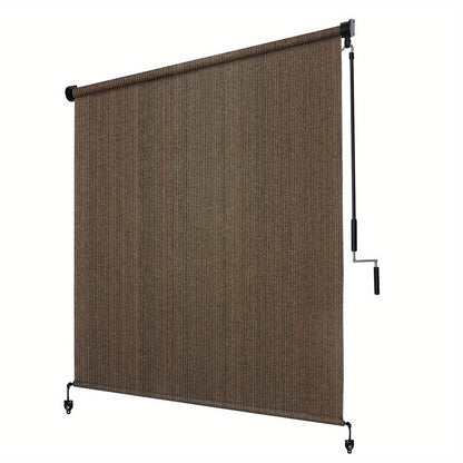 Outdoor Roller Shades with Splicing Design, Cordless Patio Roll Up Blinds, Exterior Shade Cloth Roll Shade for Patio