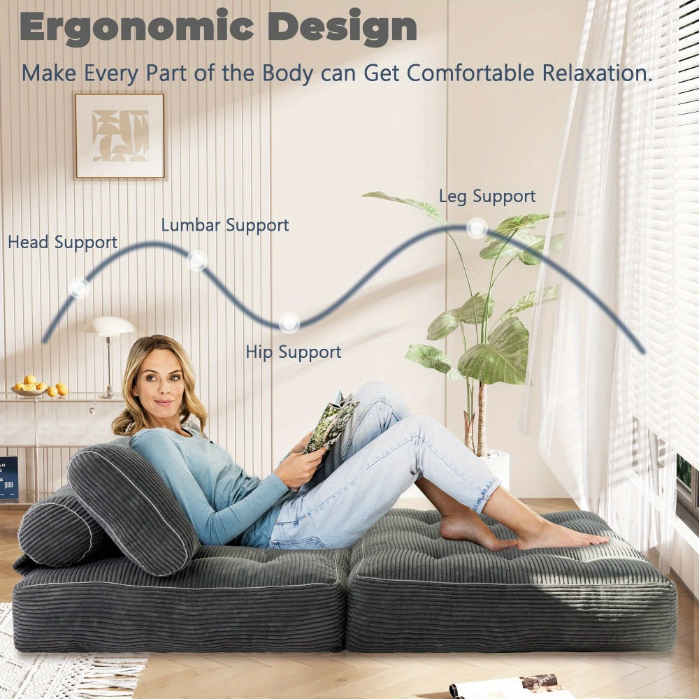 Folding Sofa Bed Convertible Sleeper Chair for Adults, Foam-Filled Floor Couch with Pillow, Single Size Foldable Mattress for Living Room Bedroom Guest Room Dorm Apartment, 6 Colors Available