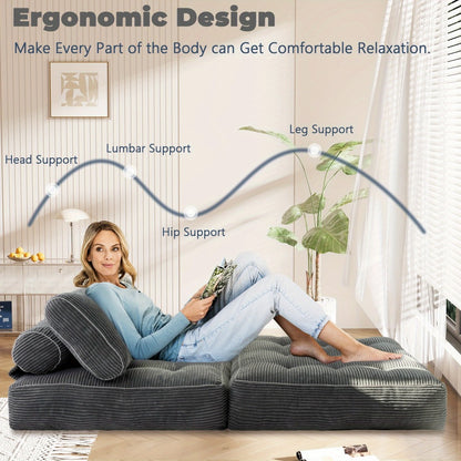 Folding Sofa Bed Convertible Sleeper Chair for Adults, Foam-Filled Floor Couch with Pillow, Single Size Foldable Mattress for Living Room Bedroom Guest Room Dorm Apartment, 6 Colors Available