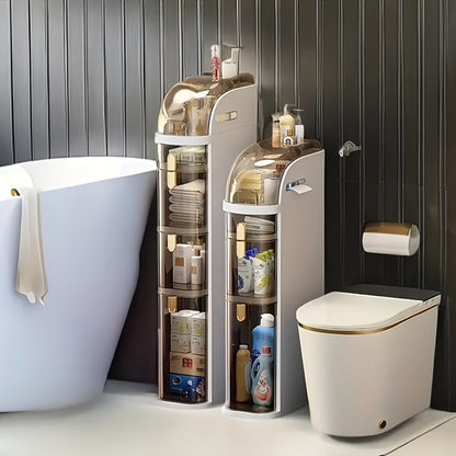 7" Narrow Tall Bathroom Floor Storage Cabinet, Freestanding Slim Storage Rack with Clear Drawers, Space Saving Storage Cabinet for Small Sapce, 3 Tier