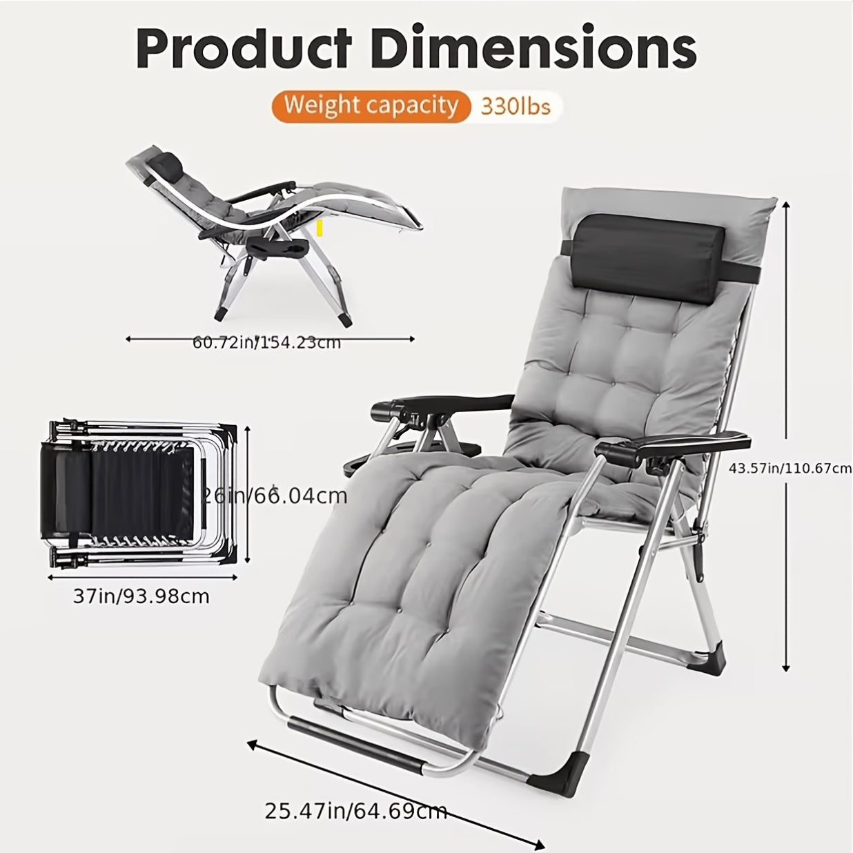 [Outdoor Camping Chair] 1/2Pack Zero Gravity Lounge Chairs For Outdoor Patio And Poolside With Pillows And Cup Holders - Foldable, Space-Saving, Easy To Carry, Outdoor Camping Chair, Suitable For Beach, Grass, Wild Camping