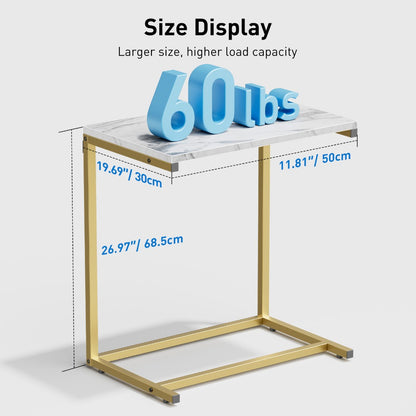 C-Shaped Sofa Side Table Movable Rolling End Table with Sturdy Metal Frame 50 Lb Capacity for Living Room Bedroom Office Couch Snack Laptop Tray