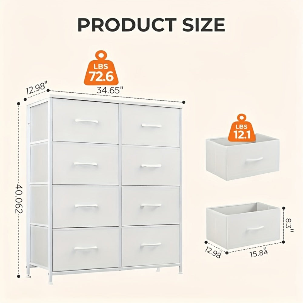 Hallway Storage Cabinet with Fabric Drawers - Metal Frame Dresser Organizer 2 4 or 8 Drawer Options for Home Bedroom Office Apartment Living Room
