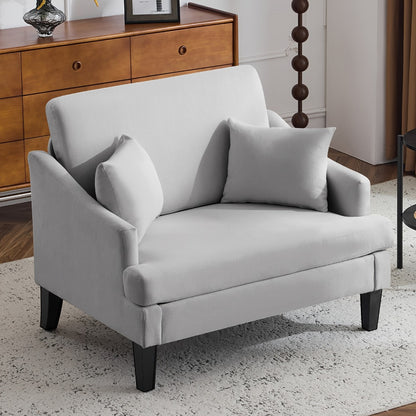 Oversized Accent Chair 33.5" Wide with 2 Pillows, Upholstered Memory Foam Armchair Big Reading Chair, Modern Single Sofa Chair for Living Room Bedroom Apartment Office