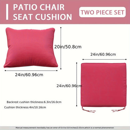 Outdoor Deep Seat Cushion Set 24 X 24 Inch Patio Furniture Cushions with Removable Cover, Adjustable Straps for Chair Sofa Couch