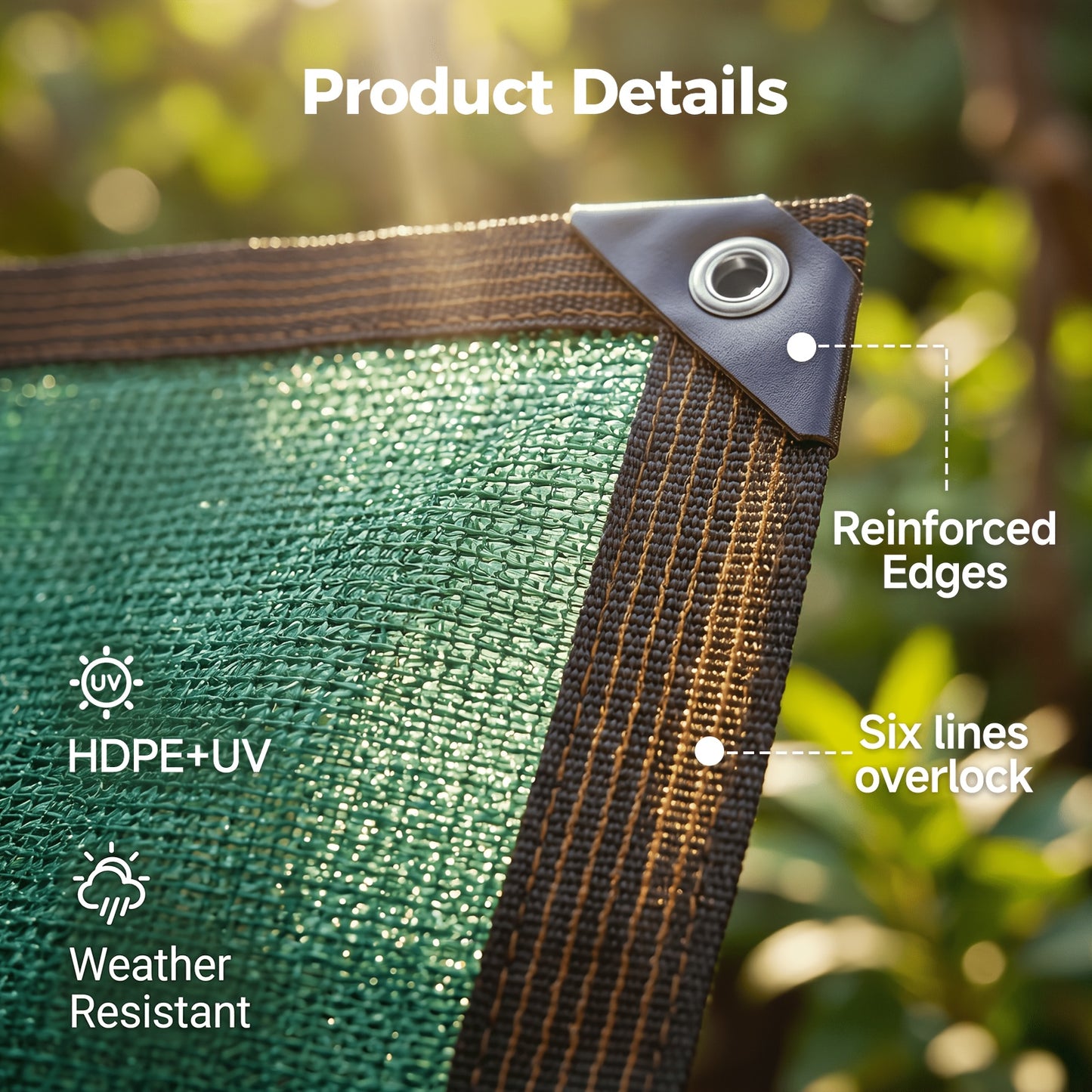 [Heavy Duty Privacy Screen] 5Ft X 25Ft/6Ft X 50Ft Fence Privacy Screen, Heavy Duty Privacy Fence Screen, Outdoor Shade Cloth Mesh Barrier, Includes 33Ft Black Rope, Green