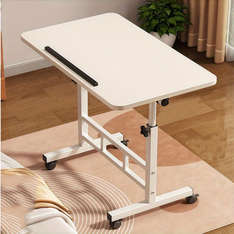 Adjustable Tilt Office Desk, Compact Mobile Adjustable Height Computer Desk, 32 X 16 Inch Small Foldable Standing Desk, White Portable Sitting Upright Laptop Rolling Desk