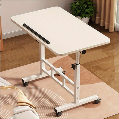 Adjustable Tilt Office Desk, Compact Mobile Adjustable Height Computer Desk, 32 X 16 Inch Small Foldable Standing Desk, White Portable Sitting Upright Laptop Rolling Desk