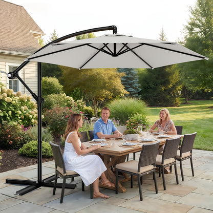 10 Ft Cantilever Patio Umbrella Offset Outdoor Umbrella with Adjustable Tilt Crank 8-Rib Wind Resistant UV Protection for Pool Deck Backyard Garden 16 Colors