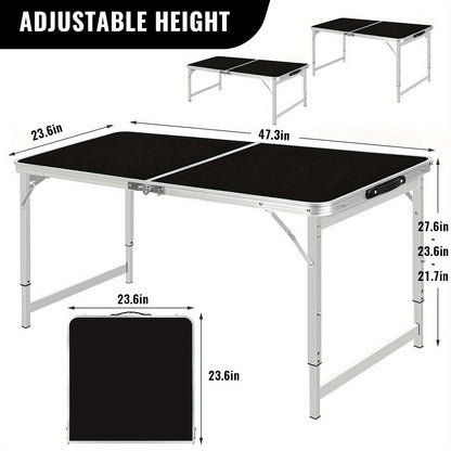 Plastic Folding Table Rectangular 4ft 6ft Center-Fold Portable Table with Carrying Handle for BBQ Camping Party Picnic Indoor Outdoor Lightweight Utility Table Seats 4-8