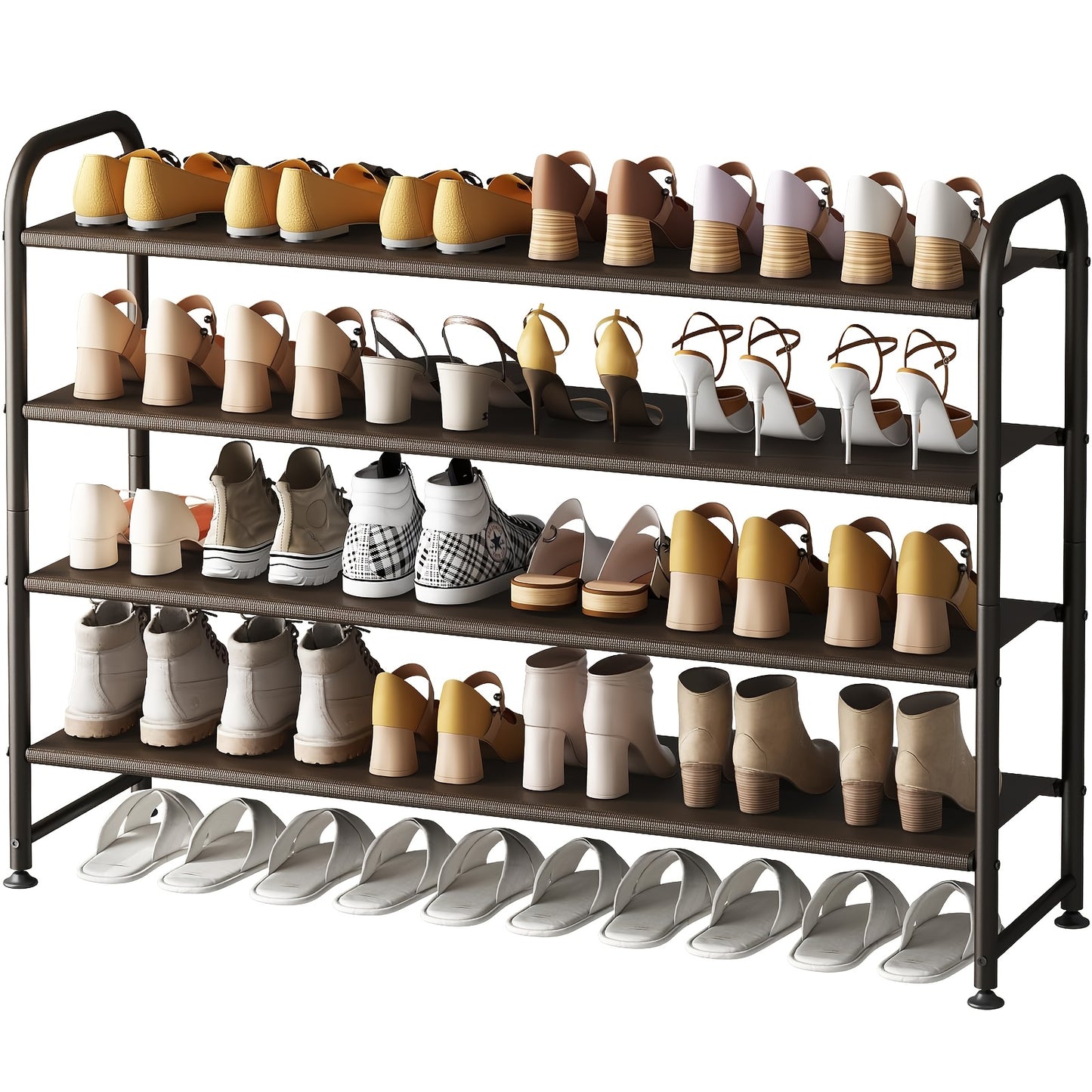 SUOERNUO 2/3/4-Tier Long Shoe Rack, Large Capacity Storage Organizer, Stackable Wide Shoe Rack Suitable for Wardrobe, Floor, Entrance, Porch, And Storage