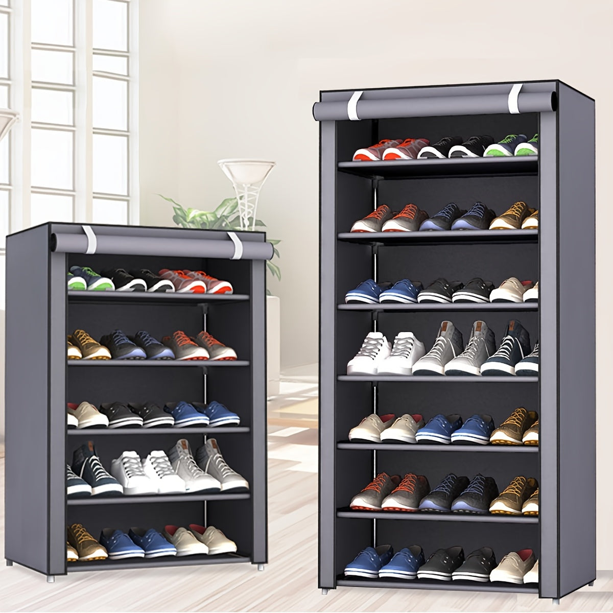 6/8/10/3 Tier Shoe Organizer with Nonwoven Fabric Cover Shoe Cabinet, Easy to Assemble, Portable Shoe Cabinet, Shoe Storage Shelf for 27-35 Pairs Of Shoes, Suitable for Various Scenes Such As Entryway, Suitable for Sneakers, High Heels, And Boots
