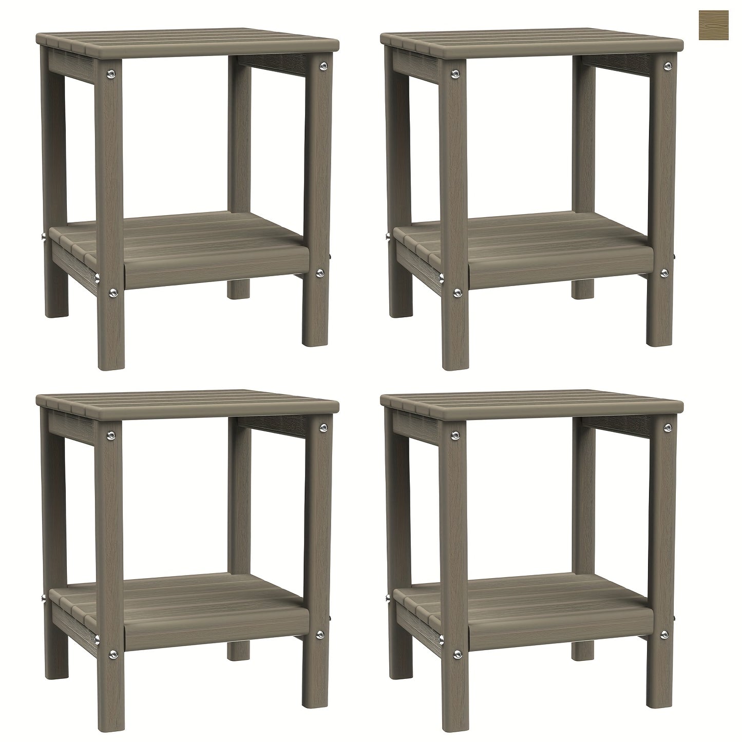 HDPE Adirondack Side Table Outdoor – Weather Resistant Rectangular End Table 15"x14"x18" for Adirondack Chair, Patio, Pool, Garden & Camping – 9 Colors, 1/2/4 Pack