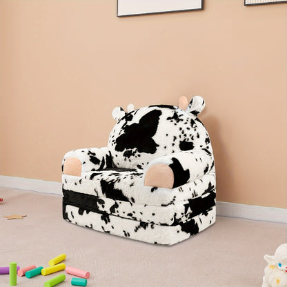 Kids Chair Plush with Removable Cover, Kids Sofa to Lounger, Kids Couch for Kids Over 18 Months, Toddler Recliners for Kids (Cow)