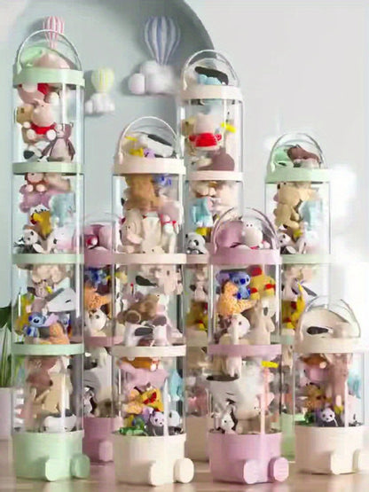 Four-layer Transparent Large-capacity Plastic Storage Bucket, Plush Animal House Design, High-transparency Storage Bucket, Keeps Plush Tidy, Suitable for Dollhouse Bedrooms And Living Room Decor, Perfect Mother's Day Gift