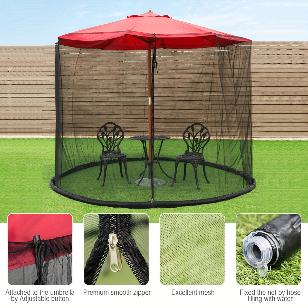9/10ft Umbrella Table Screen Cover Mosquito Bug Insect Net Outdoor Patio Netting