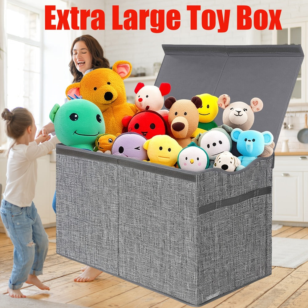 Kids Box Chest - Extra Large Lightweight Collapsible Storage Organizer Boxes Bins Baskets for Children, Boys, Girls, for nursery Room, Playroom, Closet Home Storage Boxes with Big Handles for Nursery, 26.8"X13.8"X16"