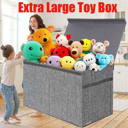 Kids Box Chest - Extra Large Lightweight Collapsible Storage Organizer Boxes Bins Baskets for Children, Boys, Girls, for nursery Room, Playroom, Closet Home Storage Boxes with Big Handles for Nursery, 26.8"X13.8"X16"
