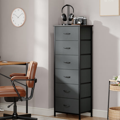 EUNOS Tall Dresser for Bedroom, Storage Organizer Chest Of Drawers with Removable Fabric Bins for Living Room Closet Bedside Laundry Entryway Hallway