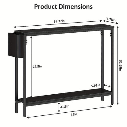 39.4-Inch Solid Wood Console Table, Hallway Accent Table for Entryway detail image - detail view 4