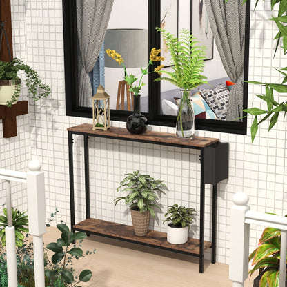 39.4-Inch Solid Wood Console Table, Hallway Accent Table for Entryway detail image - detail view 9