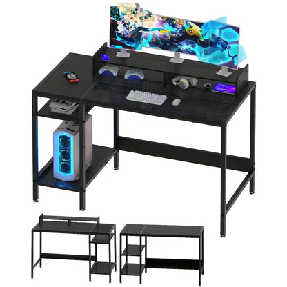 Computer Desk, 39" Gaming Desk with Monitor Stand & Storage - Home Office for 2 Monitors shown in the main product view