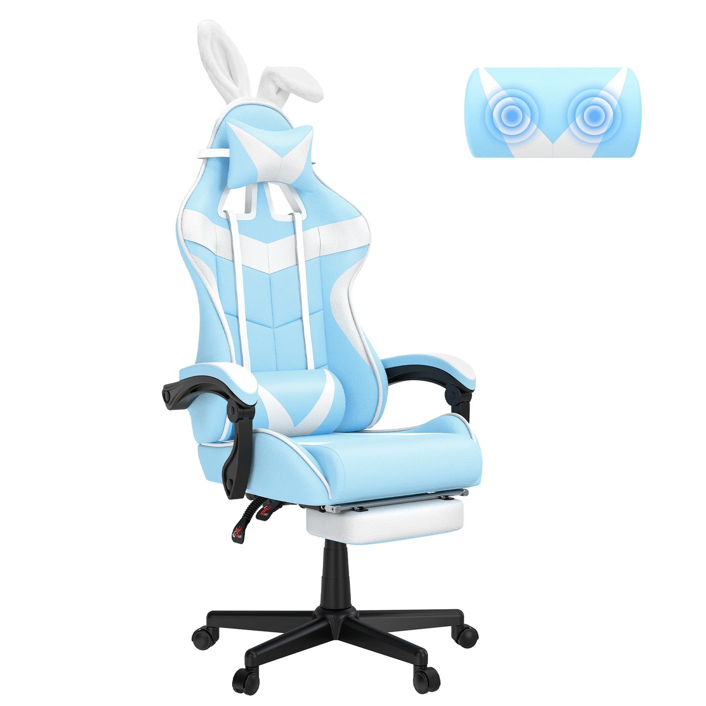 Beczeeb Swivel Gaming Chair with Footrest High Back Office Chair with Headrest&Massage Lumbar Support Swivel Ergonomic Gaming Chair for Adults