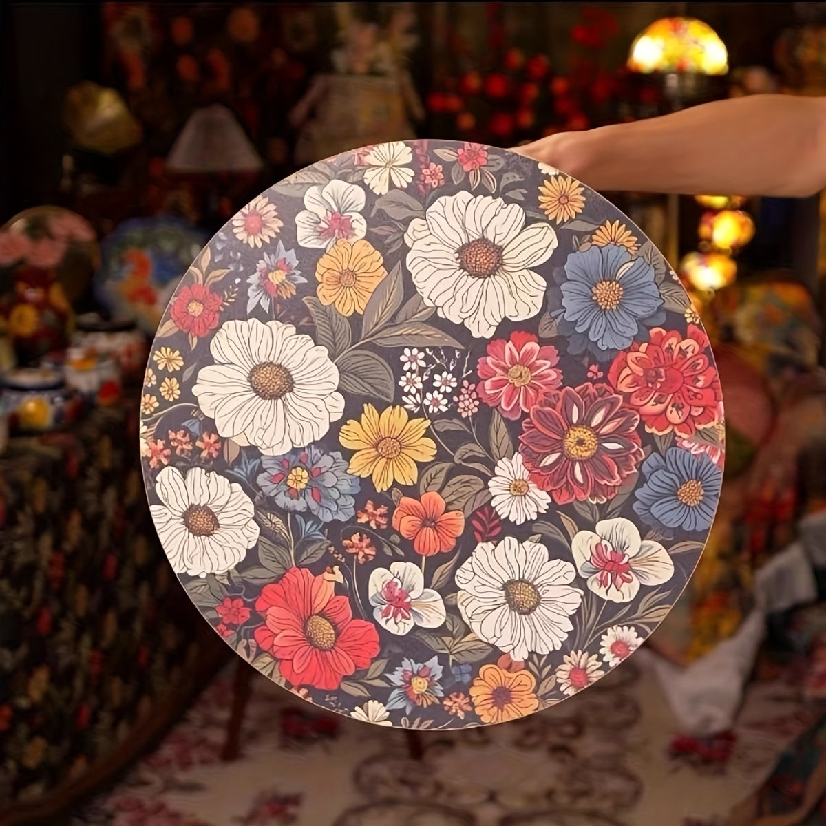 A Sofa Side Table | Mandala Flower Pattern Coffee Table, with Bright Flowers And A Sturdy Tabletop Design, A Multi-functional Storage Table Saves Space, Suitable for Living Rooms, Outdoors, Bedrooms Or Sofa Areas