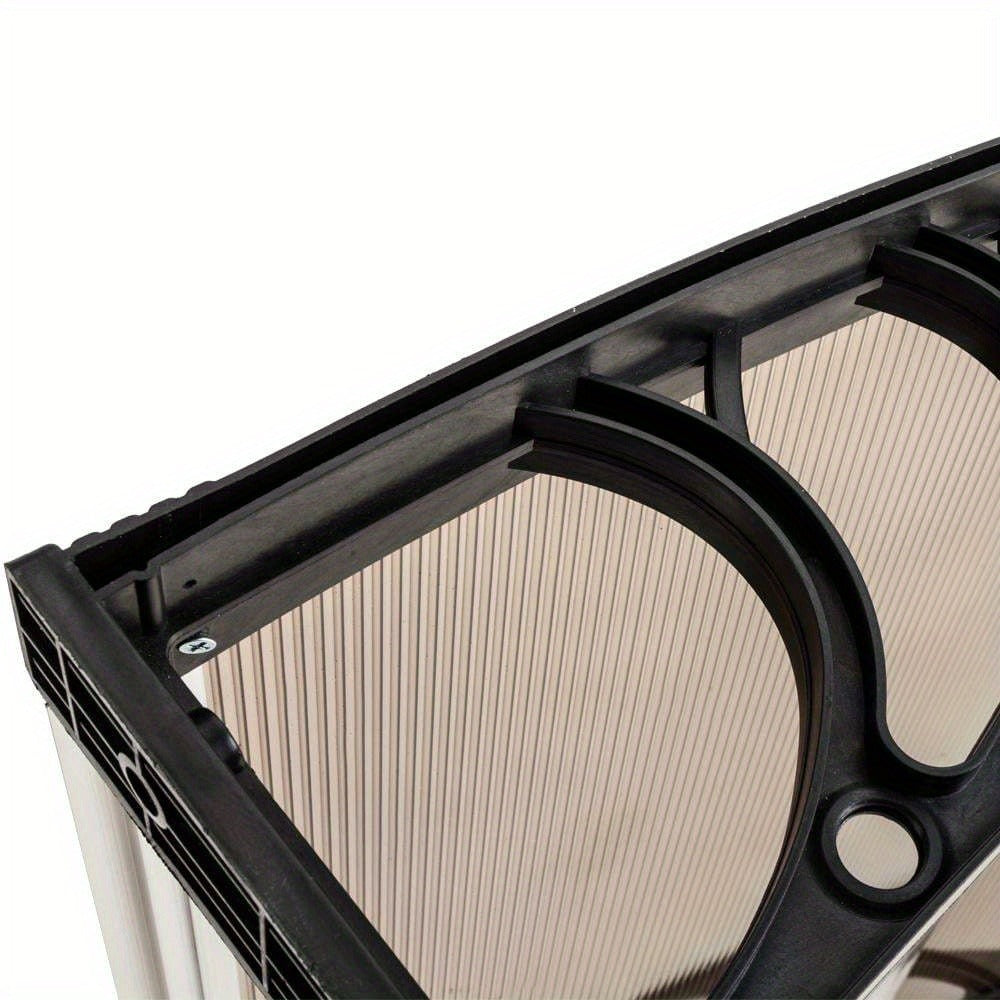 Door Window Awning 40x40 Inch Polycarbonate Panel Exterior Canopy with Aluminum Strips & Black ABS Brackets for Home Eaves Rain Sun Shade