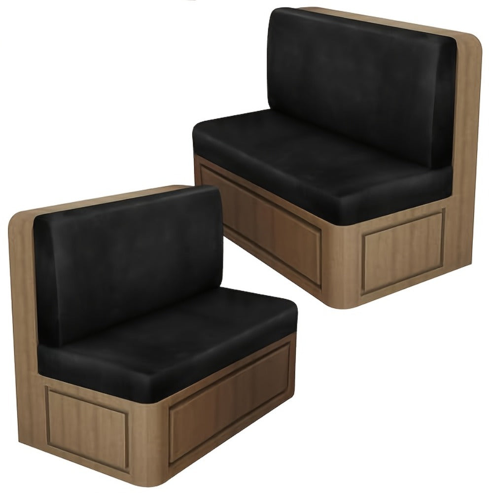 Leather Look RV Dinette Cushion Covers, Stretch Camper Cushion Slipcovers for Travel Trailer Couch RV Booth Seat, Replacement Camper Sofa Chair Protector (1 Backrest Cover And 1 Bench Cover)