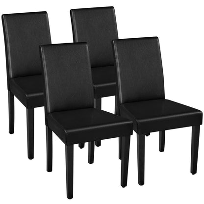 Costoffs Upholstered Dining Chairs Set of 2/4, Padded Leather Side Chairs with High Back & Rubberwood Legs, Modern Kitchen Chairs for Home, Kitchen & Restaurant, Black/White/Gray/Brown