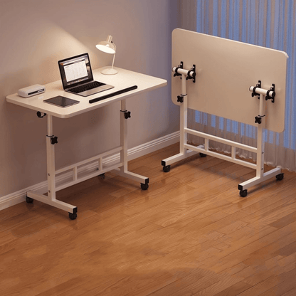 Adjustable Tilt Office Desk, Compact Mobile Adjustable Height Computer Desk, 32 X 16 Inch Small Foldable Standing Desk, White Portable Sitting Upright Laptop Rolling Desk