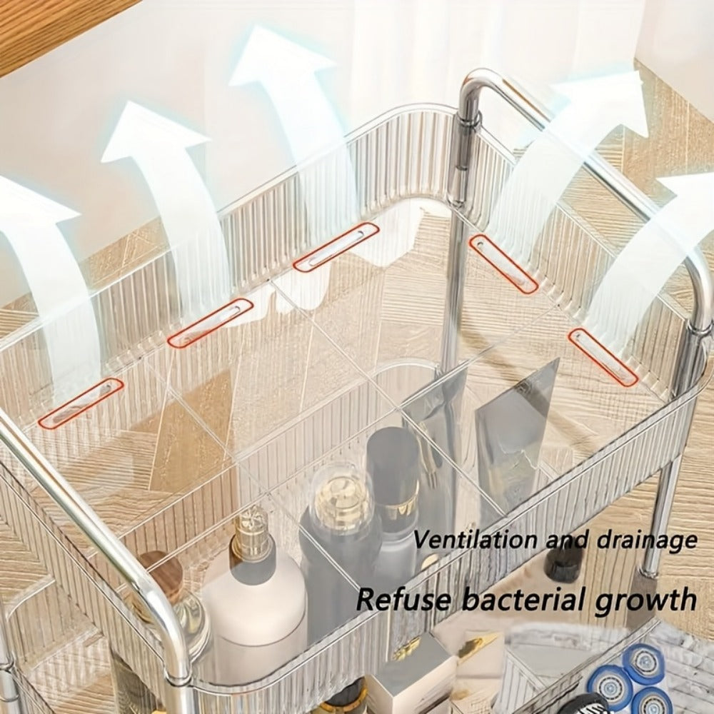 Rolling Storage Cart with Hanging Baskets, 3 or 4 Tier Acrylic Transparent Utility Cart with 360° Silent Wheels, Multifunctional Organizer for Bathroom Kitchen Bedroom Dorm Office Bar Nursery