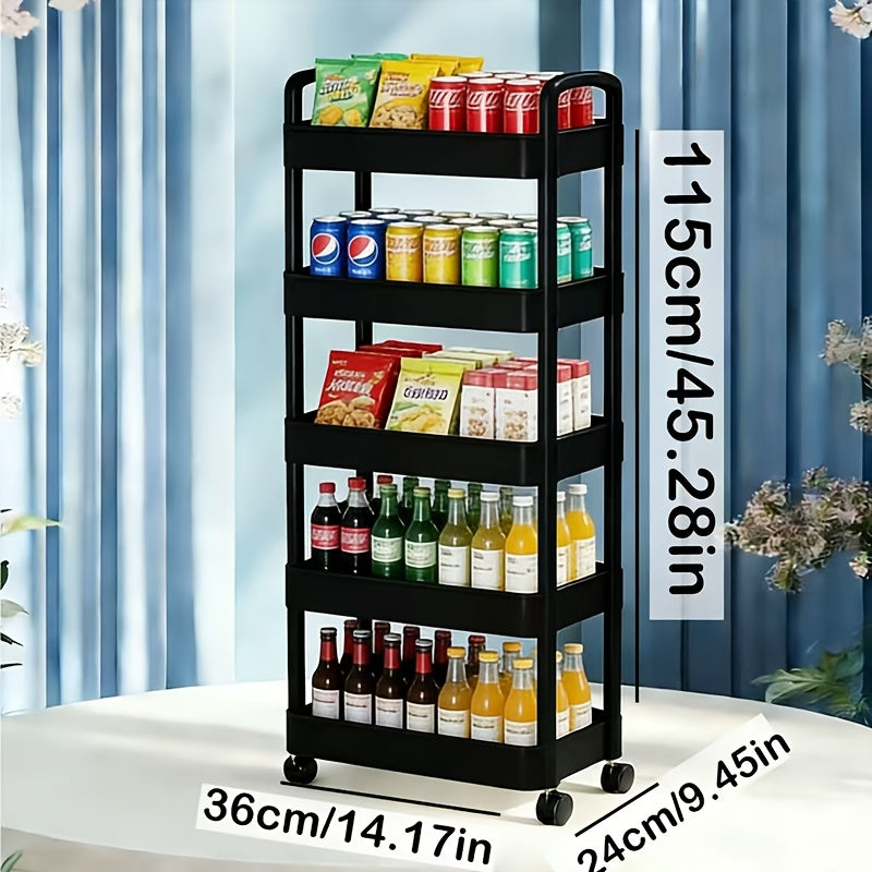 Multifunctional Trolley Rack Kitchen Bathroom Toilet Floor Multi-layer Movable Storage Rack Practical Home Organization Modern Simple Design