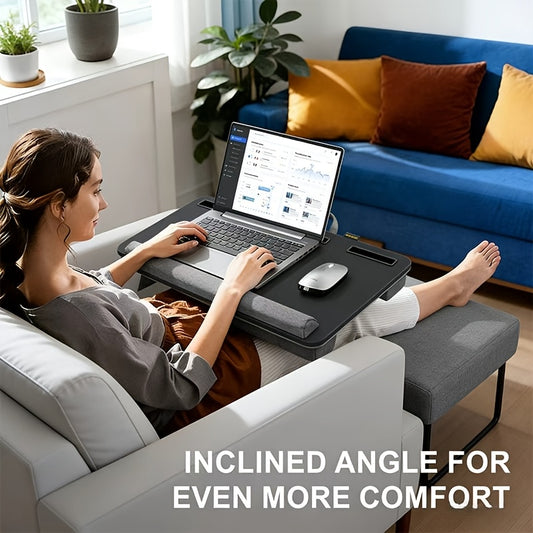 Portable Laptop Bedside Table - Multifunctional Tray Holder with Tablet Card Slot - Suitable for Dining, Reading, And Writing On The Bed, Sofa, Or Floor - Sturdy, Durable, And Movable Home Office Desk, Ergonomic Design.