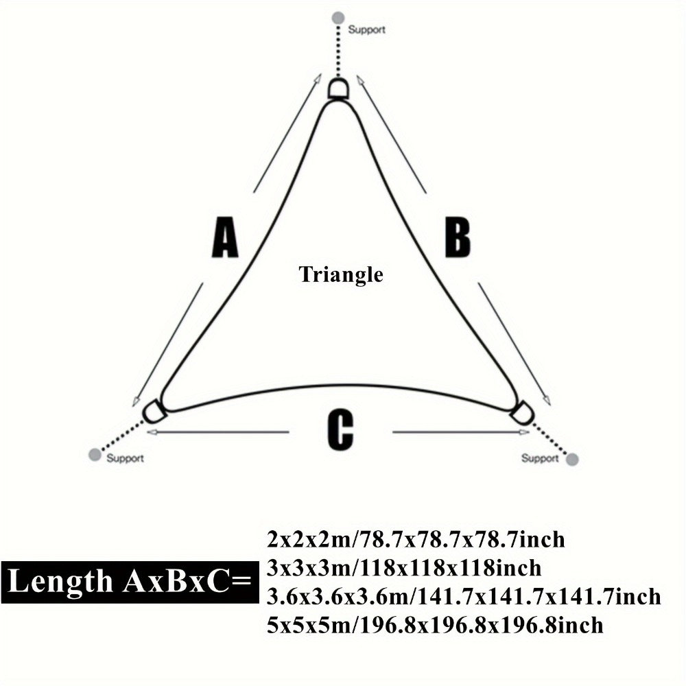 Triangle Shade Sail 98% UV Block 8 Colors 4 Sizes Solid Polyester Reinforced Corners – Outdoor Sun Shade Canopy for Patio Garden Backyard Pool Deck Balcony