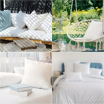 Throw Pillow Inserts 4 Pack 18x18 20x20 12x20 Inch Square Lumbar Decorative Couch Pillows Upgraded Waterproof Soft Touch for Sofa Bed Living Room Patio Garden White