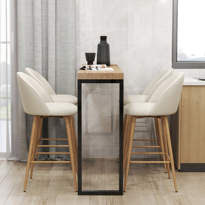 Homy Casa Set Of 1/2/3/4 Upholstered Swivel Counter Stools, 26-Inch, Industrial Style, Beige Fabric Seat with Footrest & Oak-Finish Legs, Ideal for Kitchen Islands Or Dining Areas
