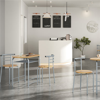 Costoffs 3-Piece Modern Round Dining Table Set for 2 - Breakfast Table Space-Saving Compact Table & 2 Chairs with Steel Legs & Storage Rack for Restaurant/Home/Kitchen