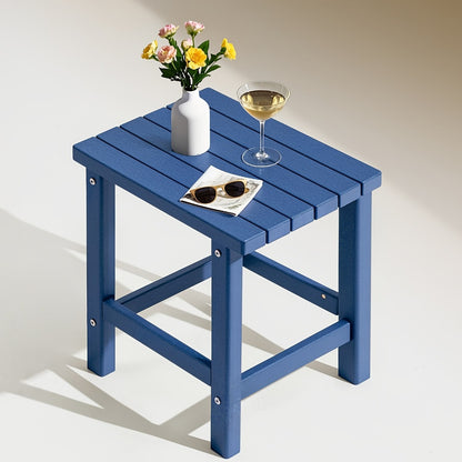 Adirondack Square Side Table HDPE Weather Resistant Outdoor End Table for Patio Backyard Pool Beach Easy Maintenance 5 Colors
