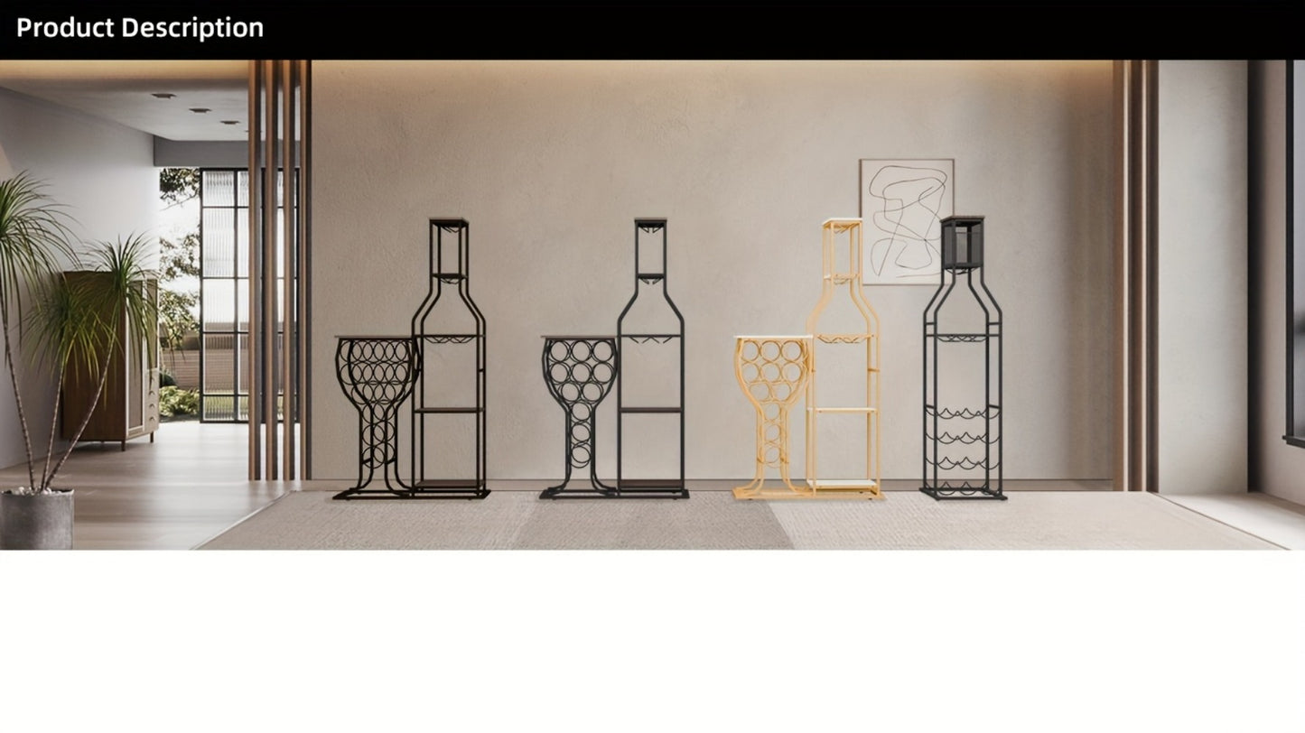 Wine Rack with Hanging Glass Holder & Storage Shelves - 5-Tier Freestanding Baker's Rack for Kitchen, Dining Room & Home Bar, Holds 11 Bottles