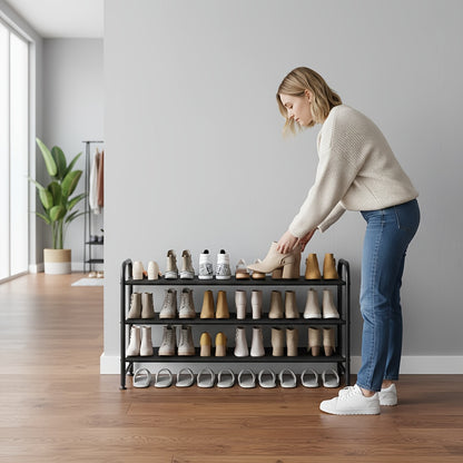 SUOERNUO 2/3/4-Tier Long Shoe Rack, Large Capacity Storage Organizer, Stackable Wide Shoe Rack Suitable for Wardrobe, Floor, Entrance, Porch, And Storage