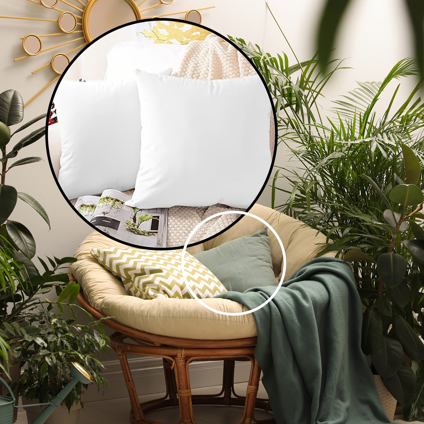 [Large Throw Pillows] 4pcs 18×18/20X20/12X20 in Pillow Inserts, Large Throw Pillows Insert, High Quality Couch Pillows, Square Pillow for Patio, Furniture, Bed, Living Room, Garden, White