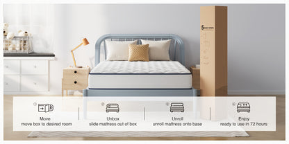 Novilla 6" 8" Hybrid Spring Foam Mattress Packaged in a Box, Featuring Medium Softness, Breathable Material, And Adaptive Support