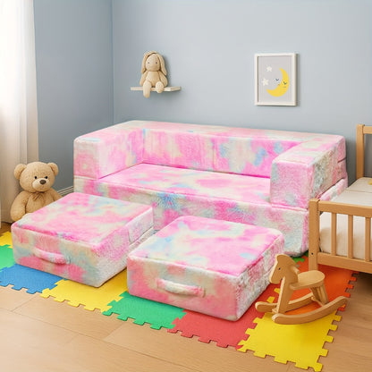 Folding Sofa Bed with LED Lights Multifunctional Convertible Sofa Cushion Floor Couch for Game Room Bedroom Living Room, Luminous Lazy Sofa Sleeper Chair Fold Out Bed