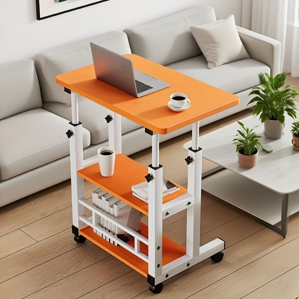 Adjustable Height Mobile Laptop Desk on Wheels with Storage, Rolling Standing Desk for Students Home Office Bedroom Small Spaces, Portable Wheeled Laptop Table in Multiple Styles