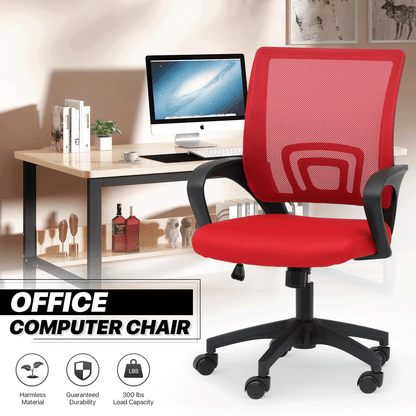 Mesh Office Home Chair, Mid Back Ergonomic Rolling Swivel Chair with Padded Seat and Armrest