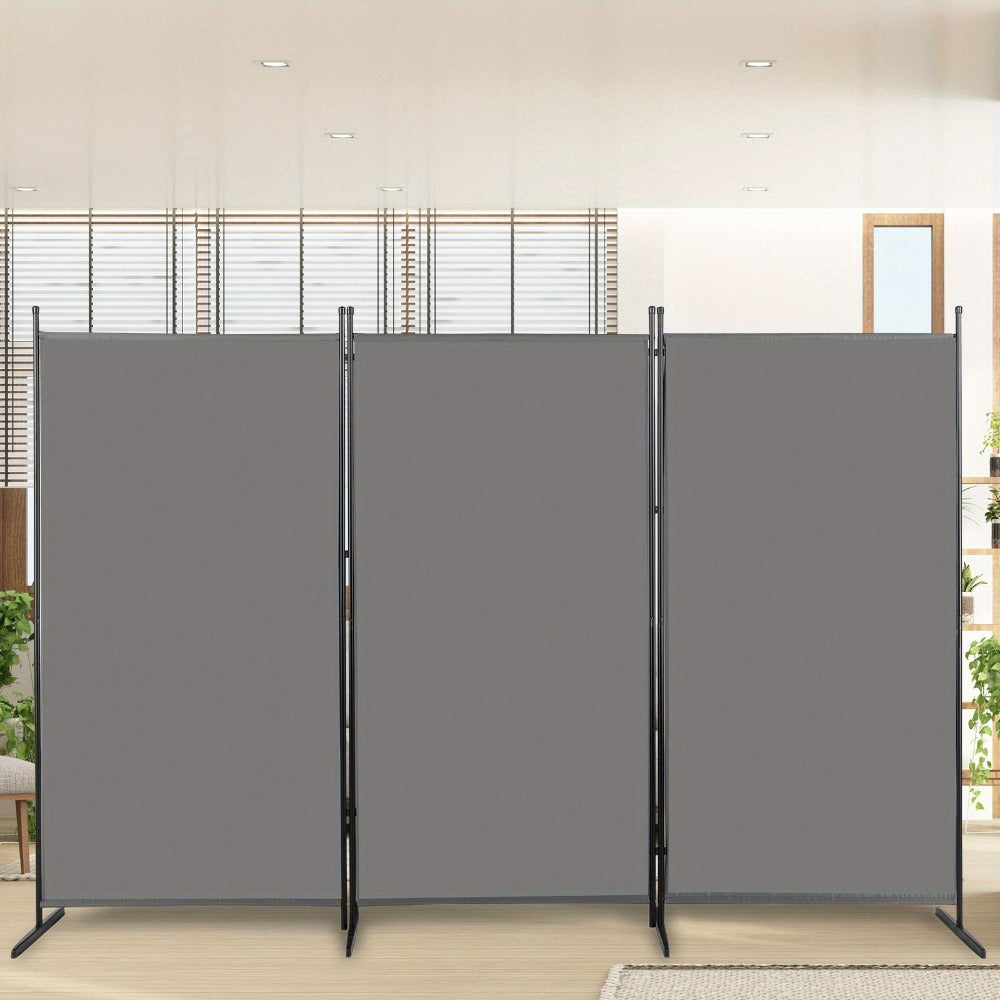 6 Ft Trifold Room Divider Privacy Screen Foldable Partition Panel 160G Polyester Fabric Steel Frame for Office Bedroom Living Room 2 Colors